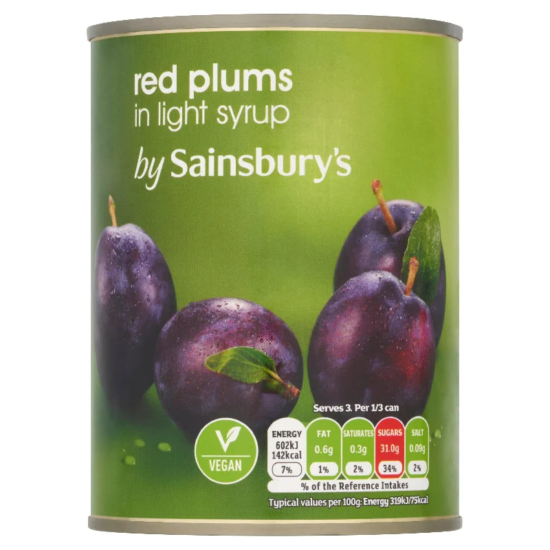 Sainsbury's Red Plums in Light Syrup 567g