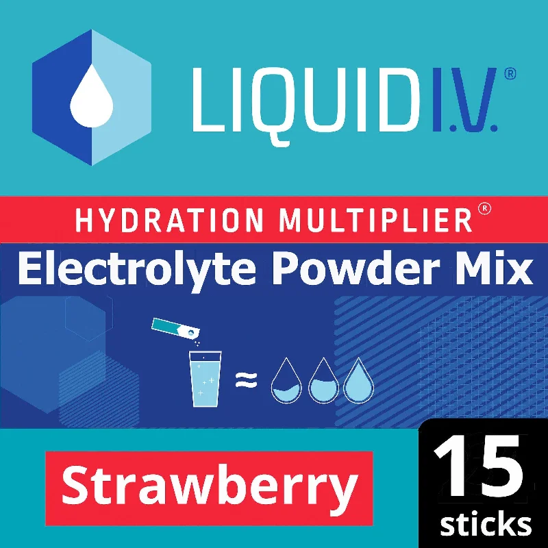 Liquid IV Electrolyte Powder Mix Food Supplement Strawberry Sachets x15