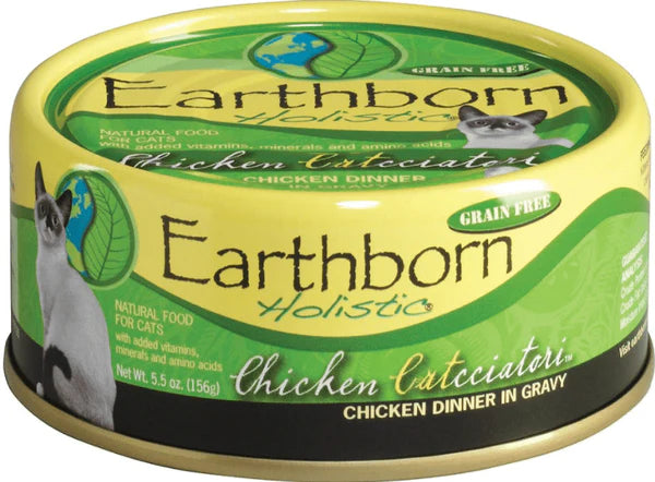    - Weight management cat food  Earthborn Holistic Chicken Catcciatori Grain-Free Natural Canned Cat Food, 5.5-oz