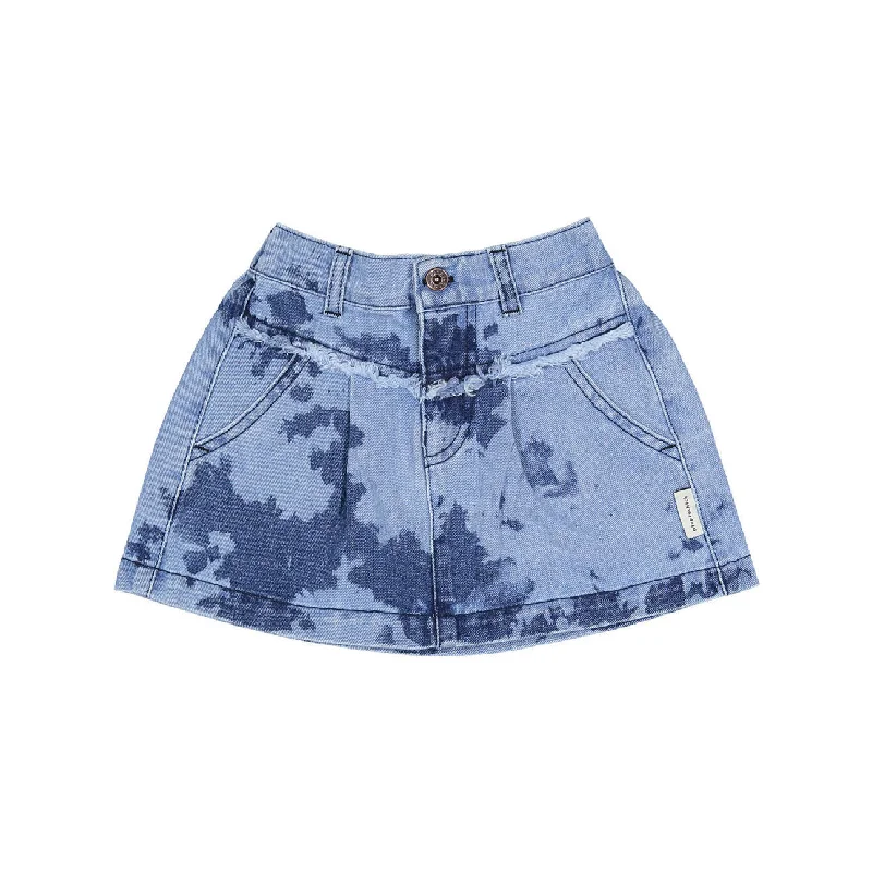 Piupiuchick Blue Tie Dye Denim Short Skirt