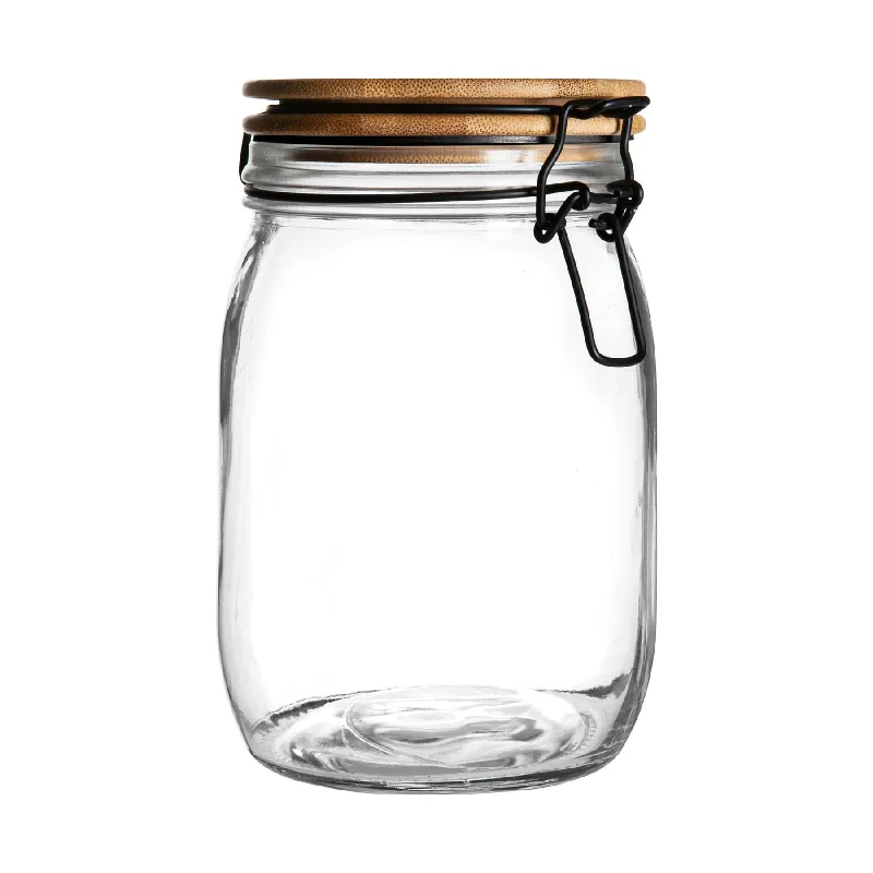 1L Air tight Glass Storage Jar with Wooden Clip Lid - By Argon Tableware