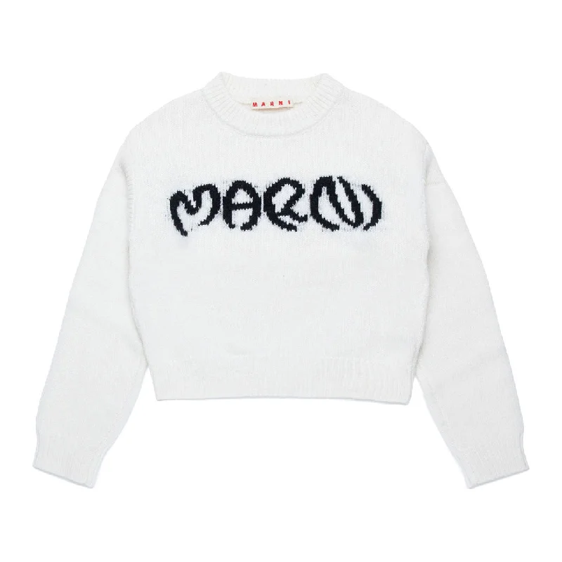 Marni White Logo Knit Sweater