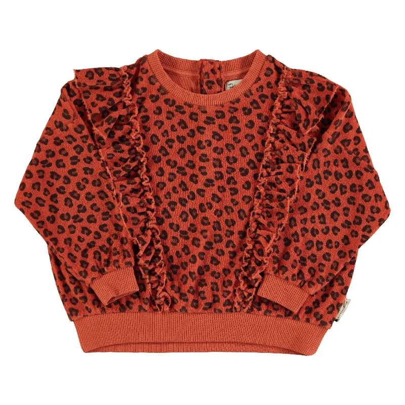 Piupiuchick Terracotta Animal Print Terry Sweatshirt