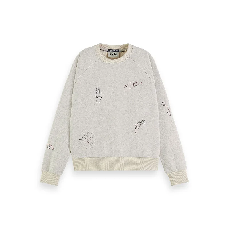 Scotch Shrunk Grey Embroidered Raglan Sweatshirt