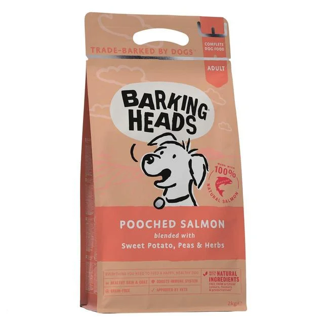 - Dog food helps the digestive systemBarking Heads Pooched Salmon Adult Dry Dog Food 2kg