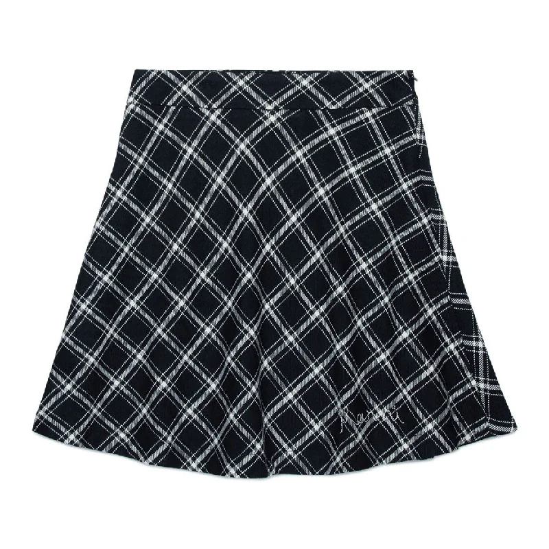 Marni Black Plaid A-line Skirt