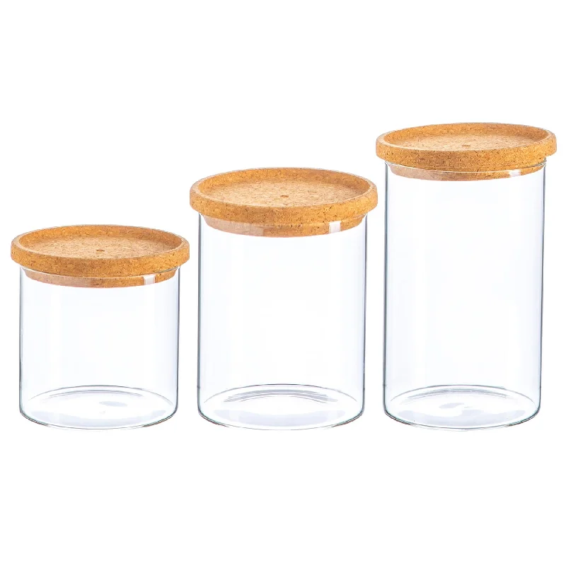 3pc Scandi Storage Jar Set with Cork Lids - By Argon Tableware