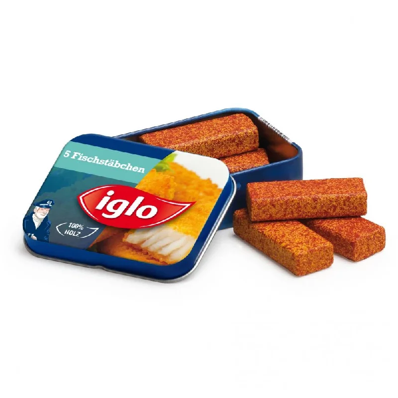 Erzi Fish Fingers In A Tin Wooden Play Food