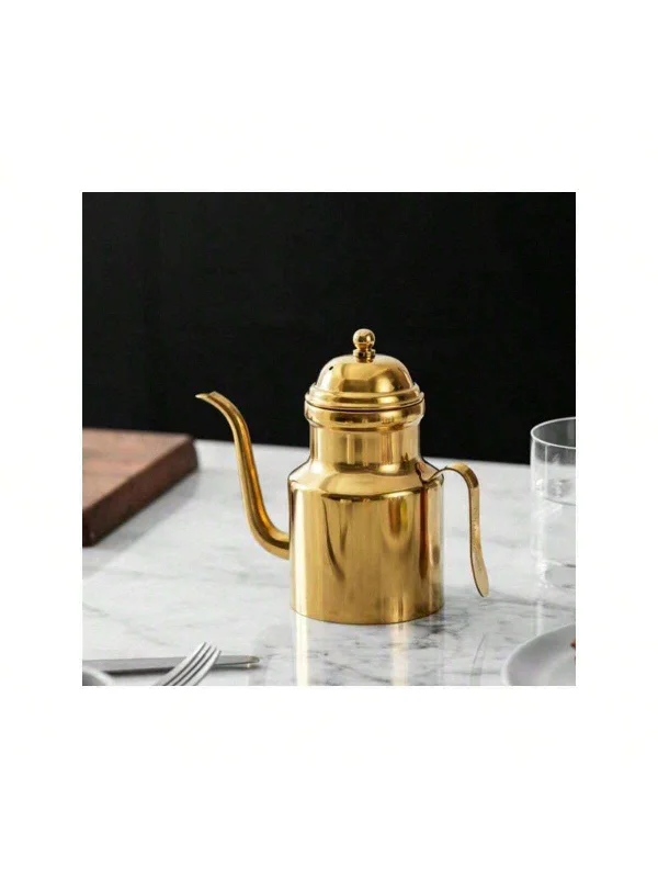 1pc,304 Stainless Steel Oil Bottle, Thickened Drip Free Oil Can, Kitchen Vinegar Dispenser For Home Use