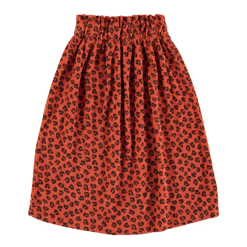 Piupiuchick Terracotta Animal Print Terry Skirt