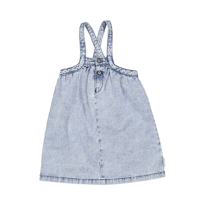 Piupiuchick Light Blue Washed Denim Strap Dress