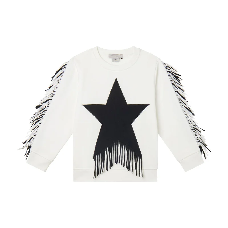 Stella McCartney  White Patch Star Fringes Sweatshirt