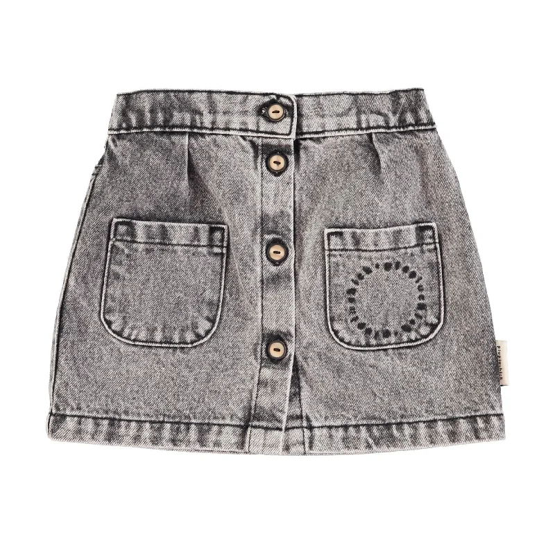 Piupiuchick Black Washed Denim Short Skirt