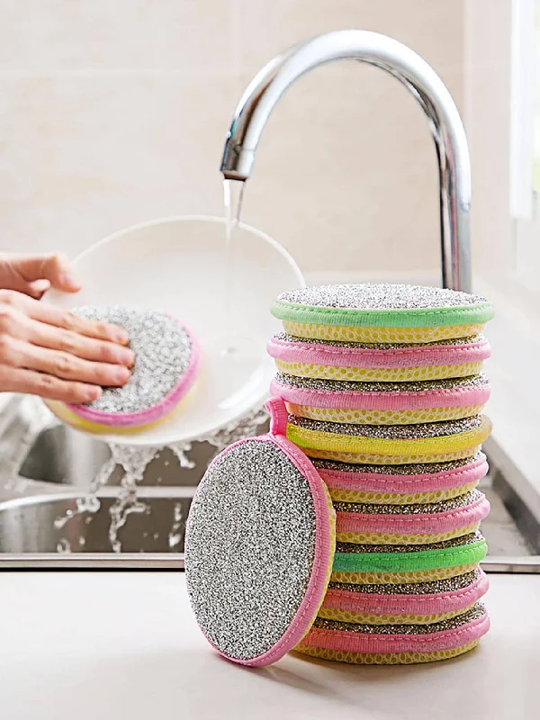 10pcs Double-sided Cleaning Sponge For Pans, Pots, Dishes - Multifunctional Household Cleaning Tool - Dishwashing Brush