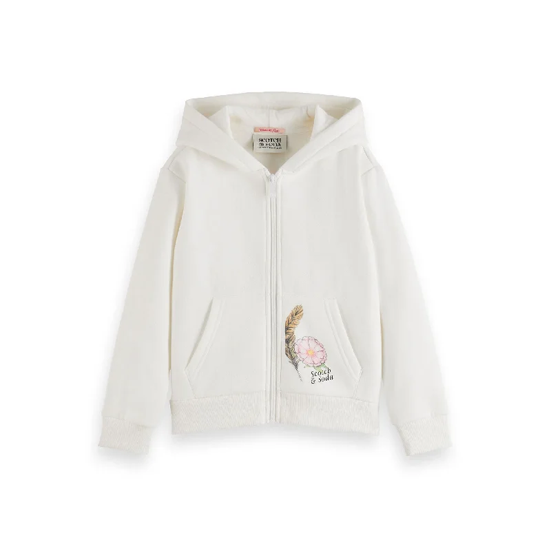 Scotch Shrunk Off White Zip Through Hoodie