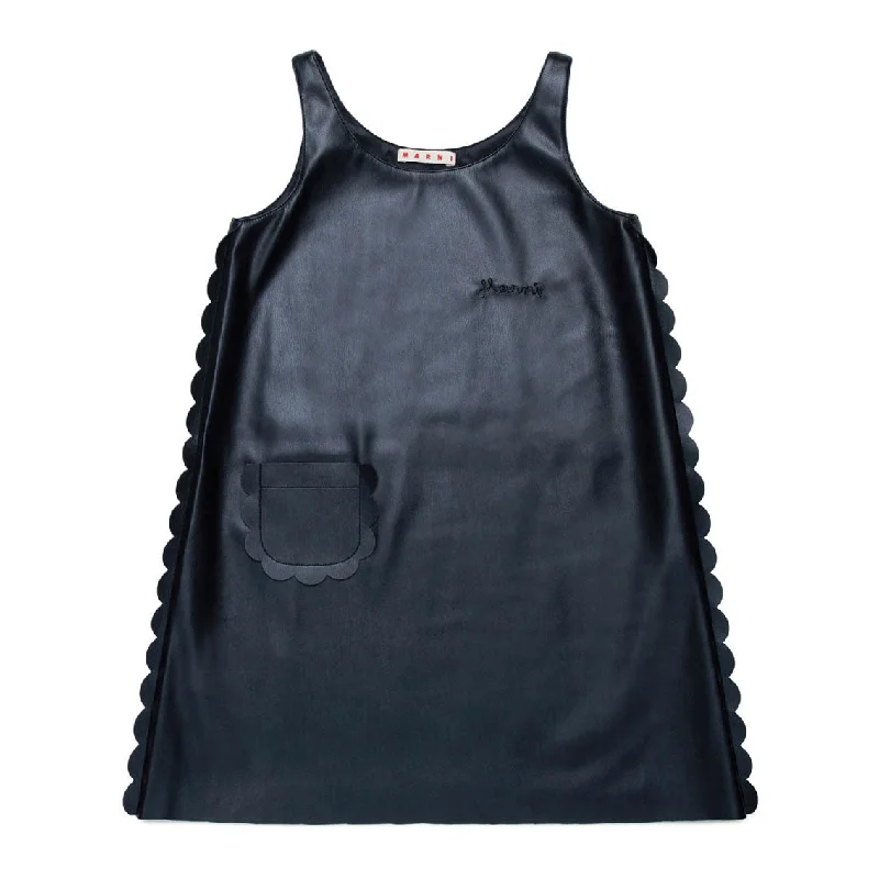 Marni Black Leather Cut Out Dress