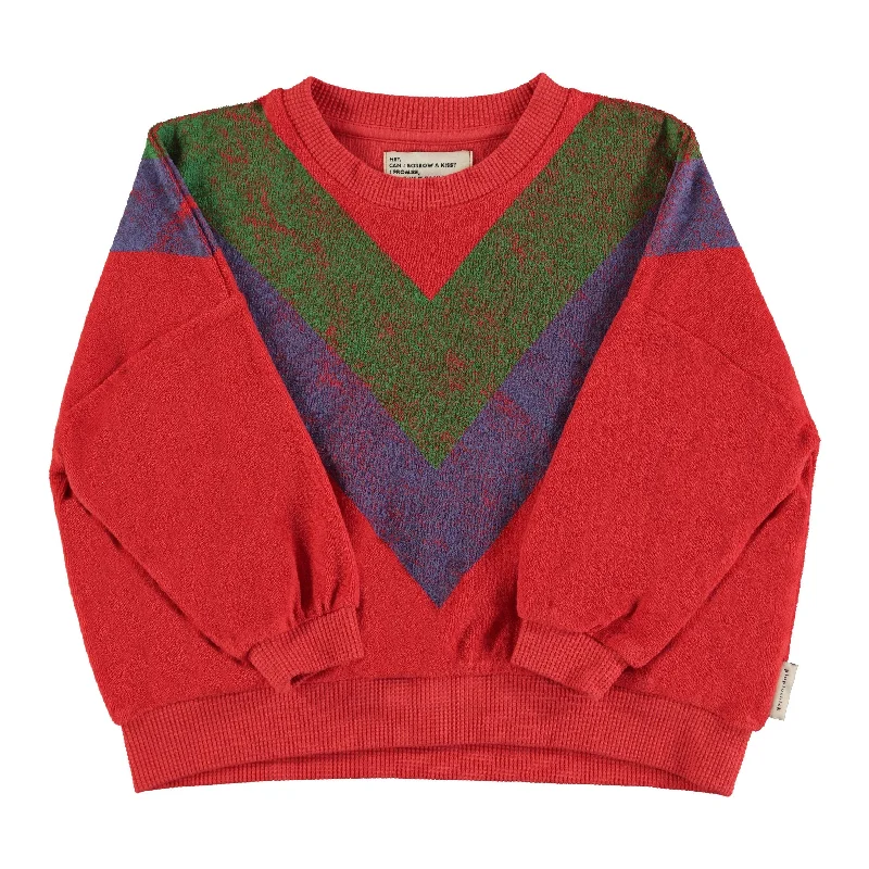 Piupiuchick Red w/ Multicolor Triangle Terry Sweatshirt