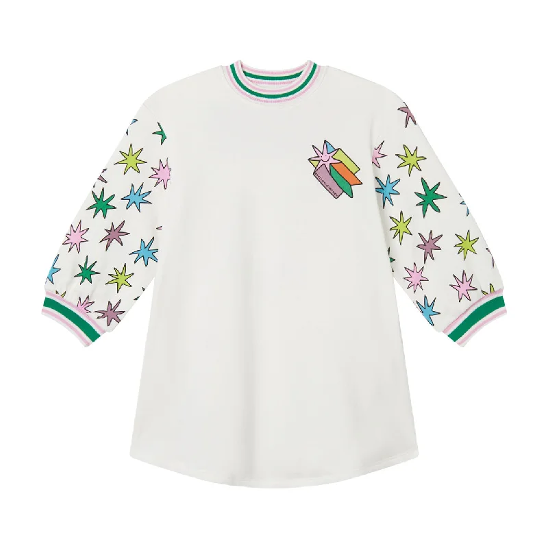 Stella McCartney  White Multi Scribble Star Fleece Dress