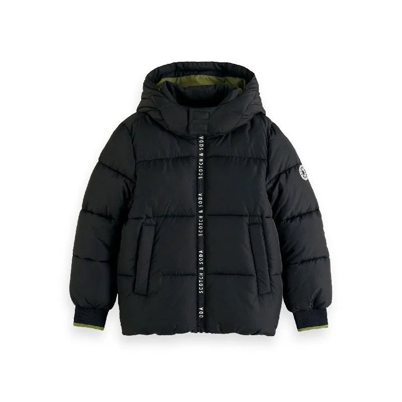 Scotch Shrunk Black Hooded Puffer Jacket