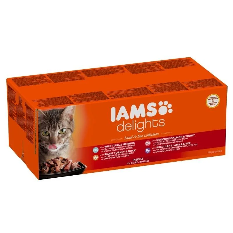    - Natural ingredient cat food  Iams Cat Delights Adult Land & Sea Multipack in Jelly 48x85gr