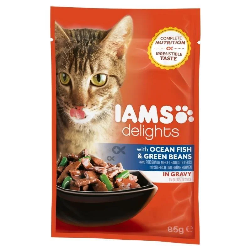    - Grain-free cat food recommendations  Iams Cat Delights Adult Ocean Fish & Green Beans in Gravy 85gr